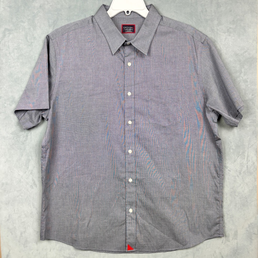 UNTUCKit Petrus WF Shirt Mens XXL Slim Fit Blue Short Sleeve Button Down 35454